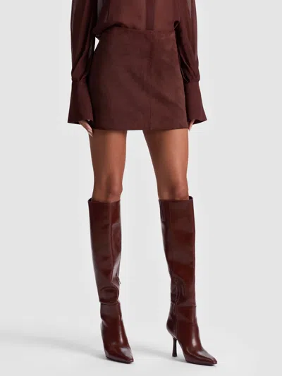 Alice And Olivia Riley Suede Mini Skirt In Brown