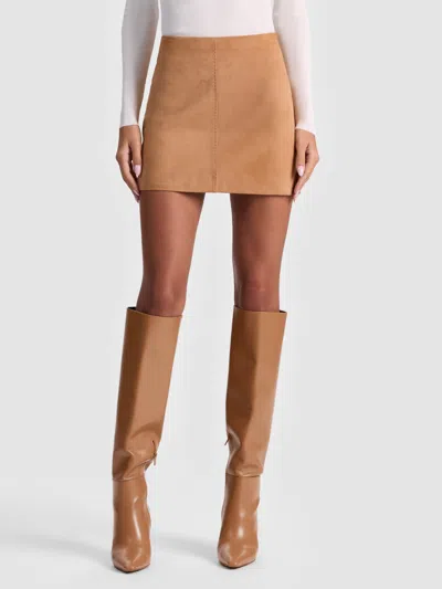 Alice And Olivia Riley Suede Mini Skirt In Brown