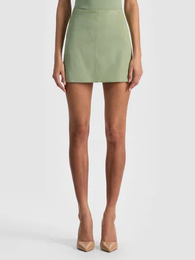 Alice And Olivia Riley Suede Mini Skirt In Green