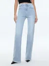 Alice And Olivia Rmp Leather Back-zip Bootcut Pant In Black