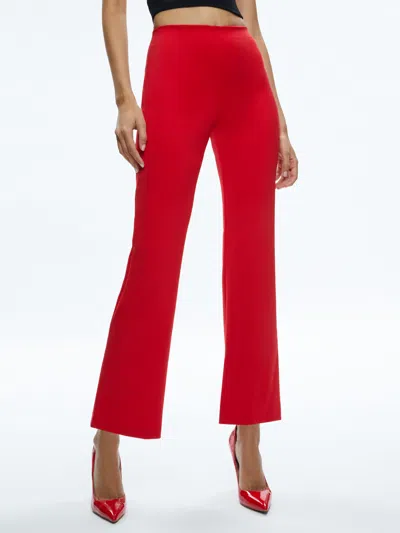 Alice And Olivia Rmp Mid Rise Back-zip Bootcut Ankle Pant In Bright Ruby