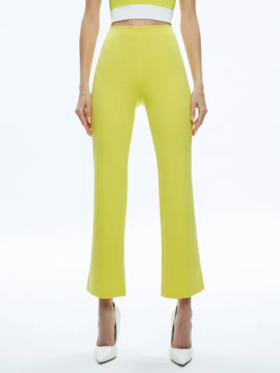 Alice And Olivia Rmp Mid Rise Back-zip Bootcut Ankle Pant In Happy Yellow