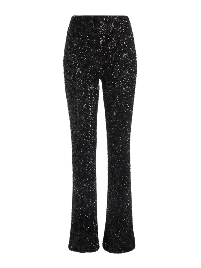 Alice And Olivia Lara Sequin-embellished Trousers In Black