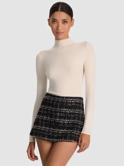Alice And Olivia Roberta Ribbed Turtleneck In Neutral