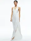 Alice And Olivia Robin Halter Split-leg Vest Jumpsuit In Off White