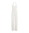 Alice And Olivia Robin Halter Split-leg Vest Jumpsuit In Ivory