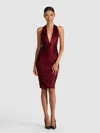 Alice And Olivia Romy Asymmetric Midi Dress In Burgundy