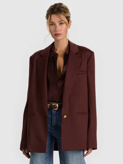 Alice And Olivia Ronan Oversized Boxy Blazer In Dark Chocolate