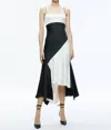 Alice And Olivia Rosa Handkerchief Midi-length Slipdress, Off White/black In Multi