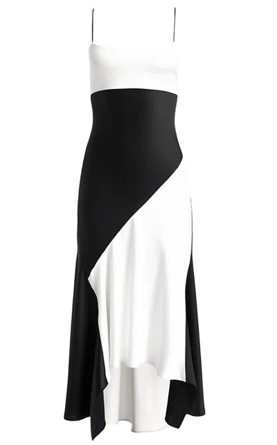 Alice And Olivia Rosa Handkerchief Midi-length Slipdress, Off White/black