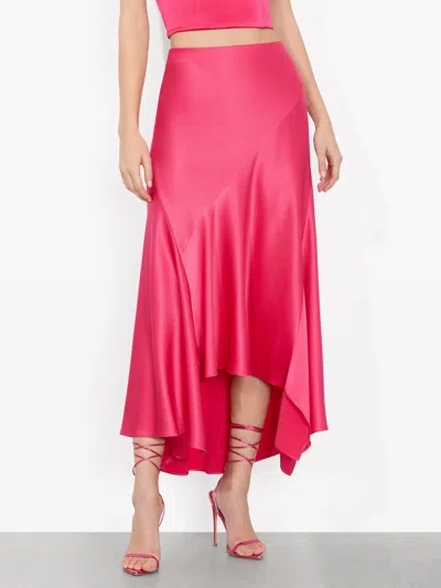 Alice And Olivia Rosa Midi Slip Skirt In Raspberry