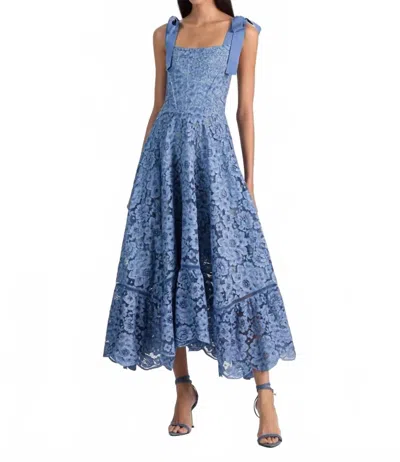 Alice And Olivia Rosalee Lace Bustier Dress In Indigo In Blue