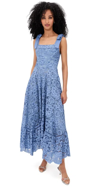 Alice And Olivia Rosalee Lace Bustier Maxi Dress In Blue