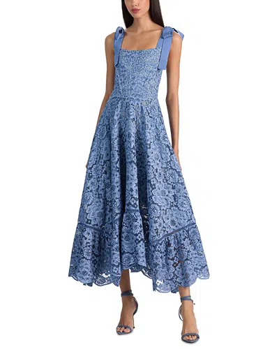 Alice And Olivia Rosalee Lace Bustier Maxi Dress In Blue