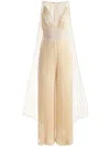 Alice And Olivia Rosalie Jumpsuit With Cape In Neutrals