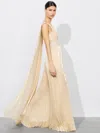 Alice And Olivia Rosalie Jumpsuit With Cape In Champagne/gold