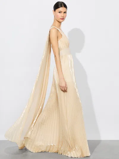 Alice And Olivia Rosalie Jumpsuit With Cape In Champagne/gold