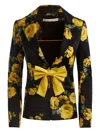 Alice And Olivia Rose-print Bow Blazer In Black