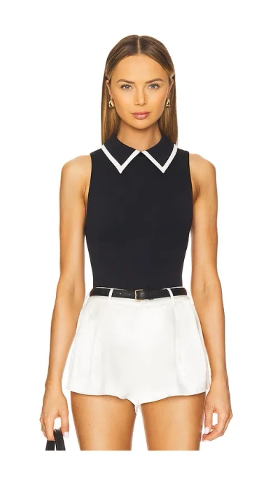 Alice And Olivia Rothy Collared Bodysuit In Black
