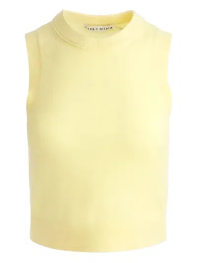 Alice And Olivia Round-neck Sleeveless Top In Yellow