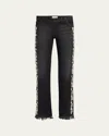 Alice And Olivia Roxie Embellished Straight-leg Jeans In Georgia Vintage Black
