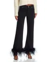 Alice And Olivia Feather-cuff Roxie Flared Jeans In Black