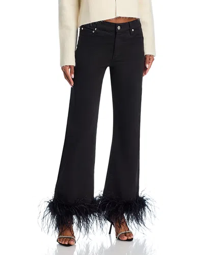 ALICE AND OLIVIA ALICE AND OLIVIA ROXIE FEATHER TRIM FLARED JEANS