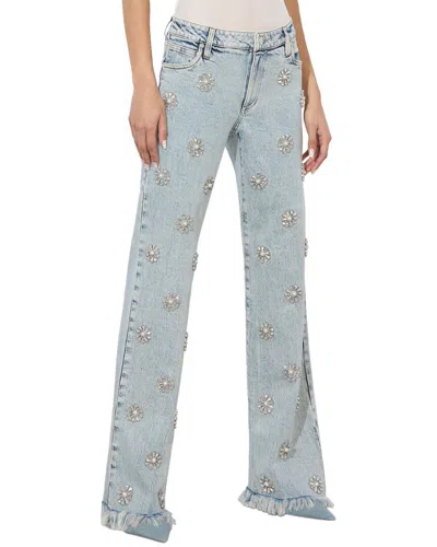 Alice And Olivia Roxie Embellished Straight Flare Full Length Jeans Gemma Light Blue