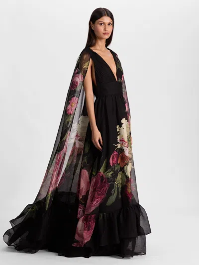 Alice And Olivia Roya Cape Sleeve Maxi Dress In Multi