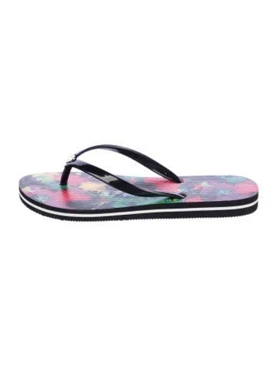 Pre-owned Alice And Olivia Rubber Printed Flip Flops In Multi