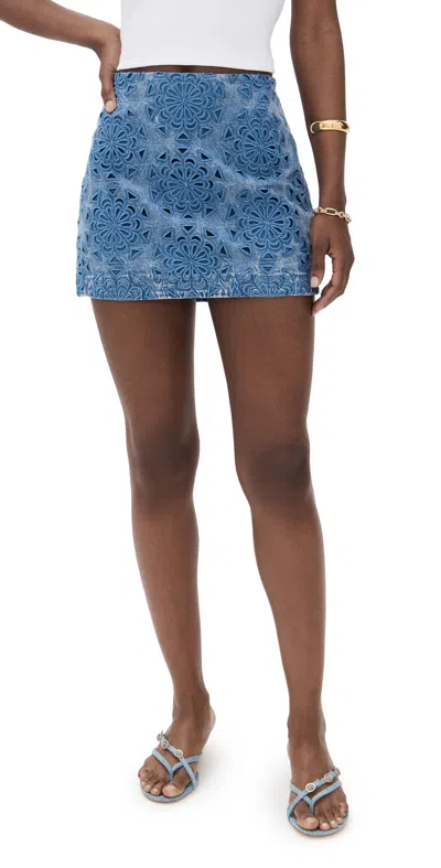 Alice And Olivia Rubi Denim Micro Skirt Avery Blue