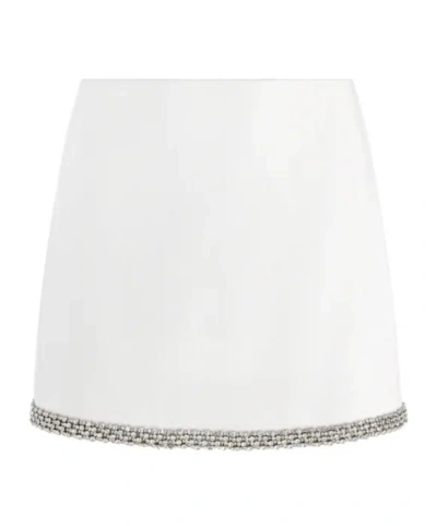 Alice And Olivia Rubi Embellished Mini Skirt In White