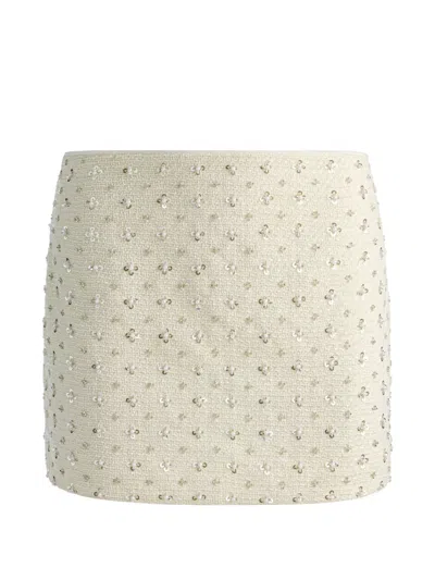 Alice And Olivia Rubi Embellished Mini Skirt In White