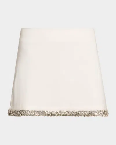 ALICE AND OLIVIA RUBI EMBELLISHED SATIN MINI SKIRT