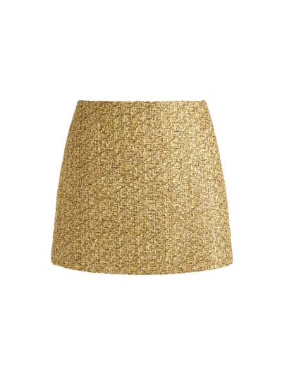 Alice And Olivia Rubi Low Rise Micro Skirt In Gold