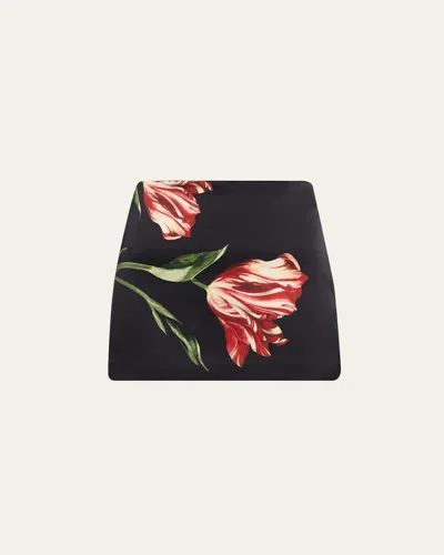 Alice And Olivia Rubi Micro Mini Skirt In Soft Tulip Black