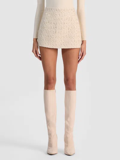 Alice And Olivia Rubi Micro Skirt In Neutral
