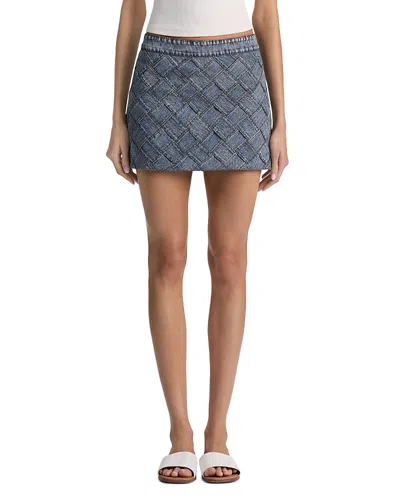 Alice And Olivia Rubi Woven Denim Skirt In Gray