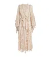 Alice And Olivia Ruffle Cher Maxi Robe In Beige