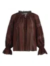 Alice And Olivia Ruffle-cuffs Blouse In Brown