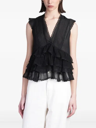 Alice And Olivia Ruffle-detailing Blouse In Black
