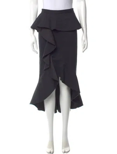 Pre-owned Alice And Olivia Ruffle Embellishment Knee-length Skirt In Black