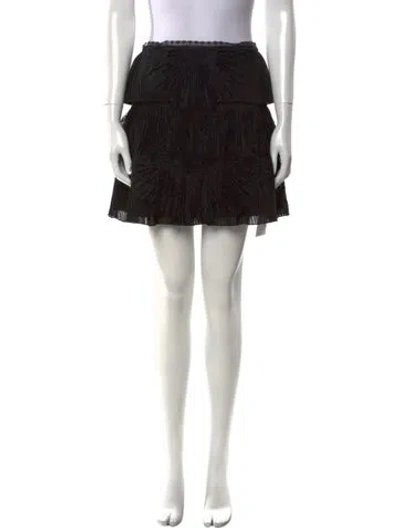 Pre-owned Alice And Olivia Ruffle Embellishment Mini Skirt In Black