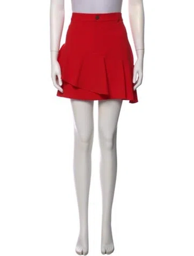 Pre-owned Alice And Olivia Ruffle Embellishment Mini Skirt In Red