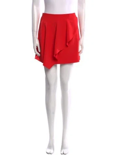 Pre-owned Alice And Olivia Ruffle Embellishment Mini Skirt W/ Tags In Red