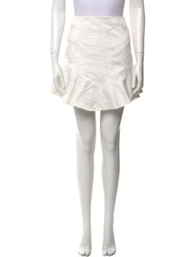 Pre-owned Alice And Olivia Ruffle Embellishment Mini Skirt In White