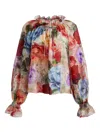 Alice And Olivia Ruffled Blouse In Multi