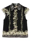 Alice And Olivia Martel Flutter Sleeve Blouse Free Falling In Black