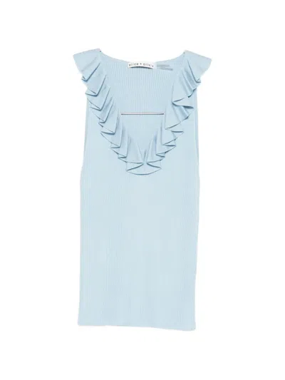 Alice And Olivia Ruffled Tank Top In Blue