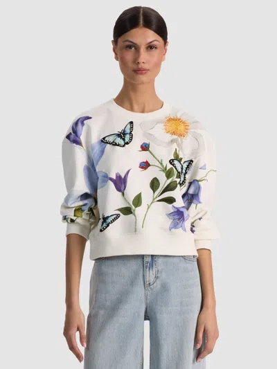 Alice And Olivia Russell Embellished Crewneck Sweatshirt In Multi